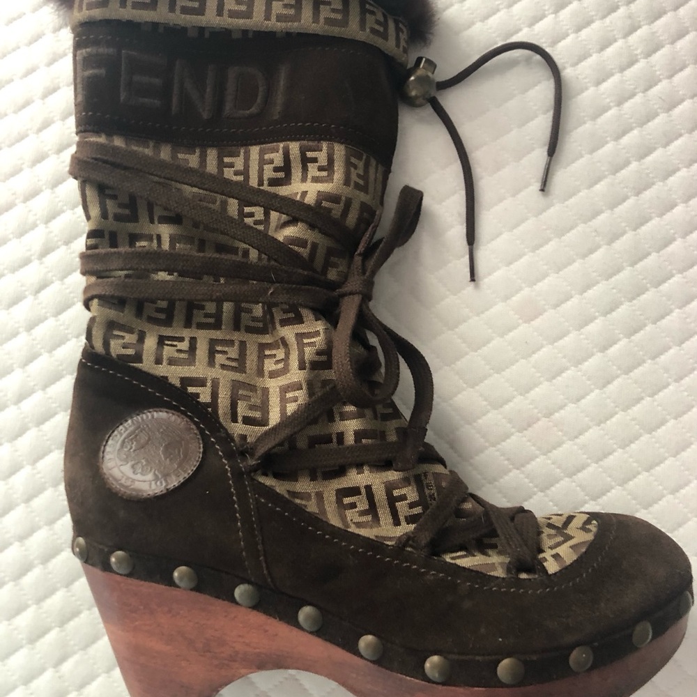 Fendi Women's Brown Fur Platform Boots